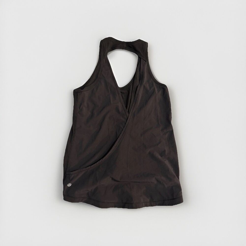 Lululemon Black Wrap Front Tank Top Racerback Tie Back Athletic Size 6